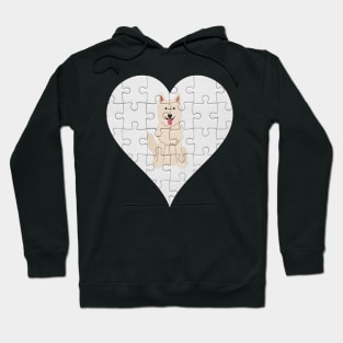 White Swiss Shepherd Dog Heart Jigsaw Pieces Design - Gift for Berger Blanc Suisse Lovers Hoodie